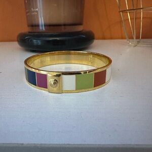 COACH Legacy Stripe Gold-Tone Multi-Color Bangle(NWOT)